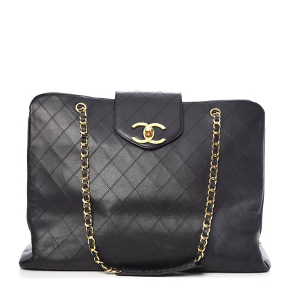 Chanel Calfskin Stitched XL Weekender Black 1 of 20