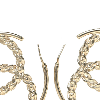 Chanel Crystal High Society CC Hoop Earrings Gold 3 of 5