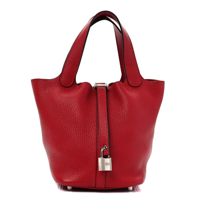 Hermes Taurillon Clemence Picotin Lock 18 PM Rouge Casaque 1 of 9