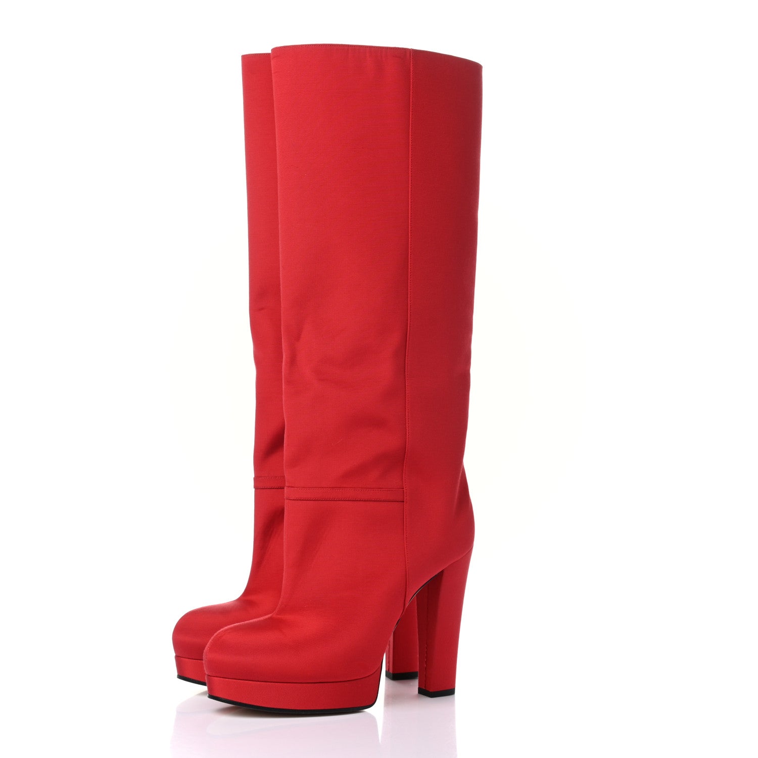 Gucci Twill Larius Knee High Boots 39.5 Heron Red 3 of 9