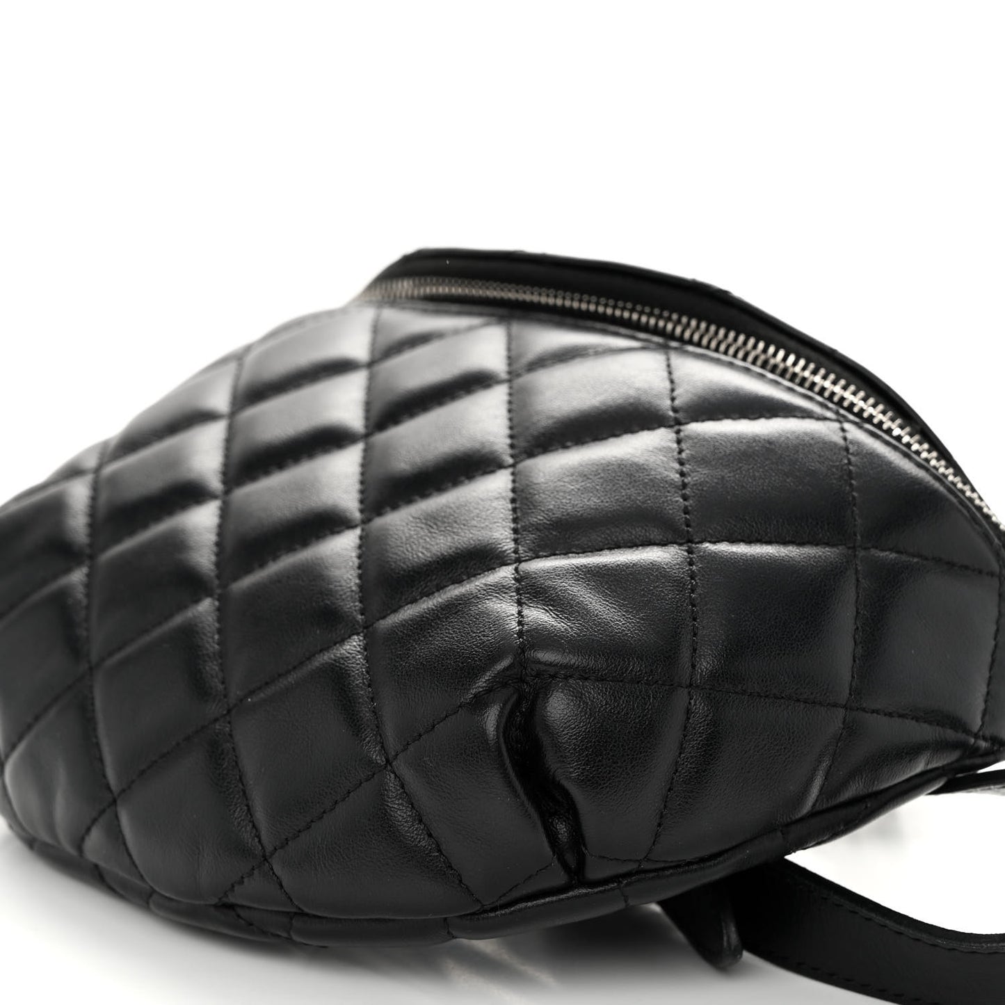 Lambskin Quilted Waist Belt Bag Black