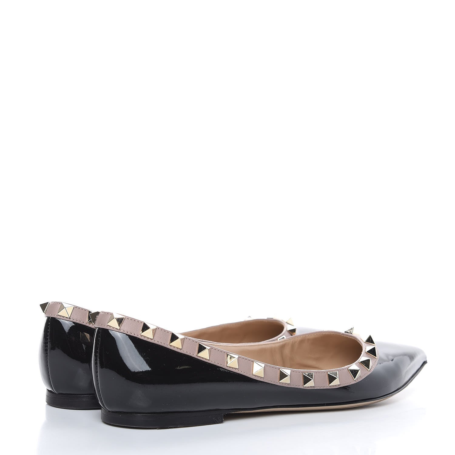 Valentino Garavani Patent Rockstud Ballerina Flats 36 Black Poudre 4 of 11