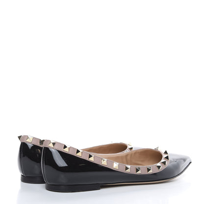 Valentino Garavani Patent Rockstud Ballerina Flats 36 Black Poudre 4 of 11