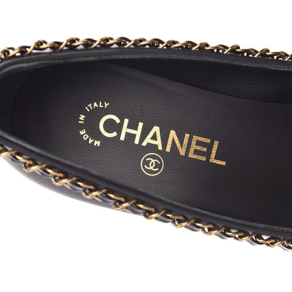 Chanel Calfskin Patent Calfskin Chain Cap Toe Pumps 36.5 Black 6 of 9