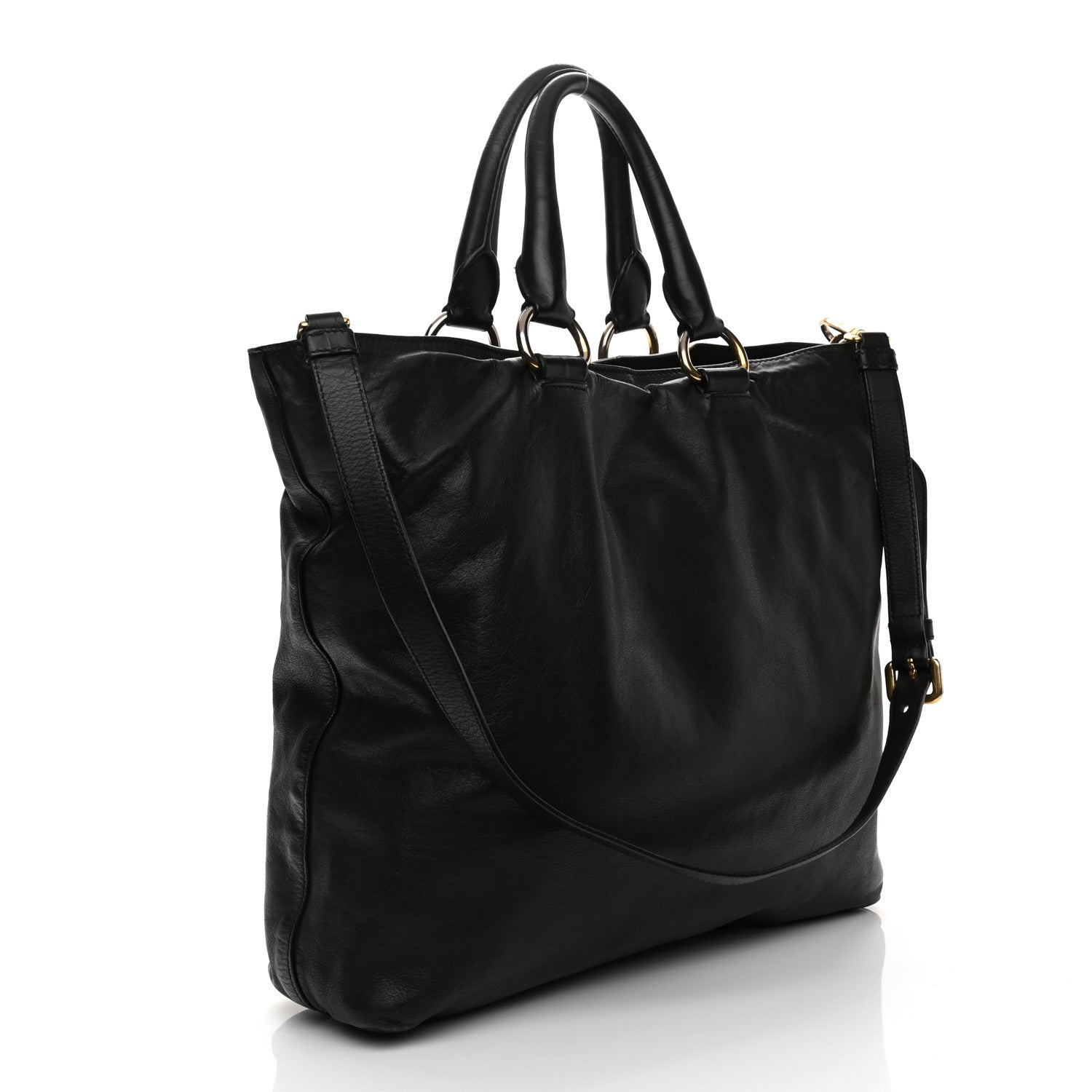Prada Soft Calf Shopping Tote Black 3 of 18