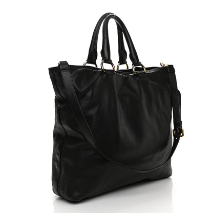 Prada Soft Calf Shopping Tote Black 3 of 18