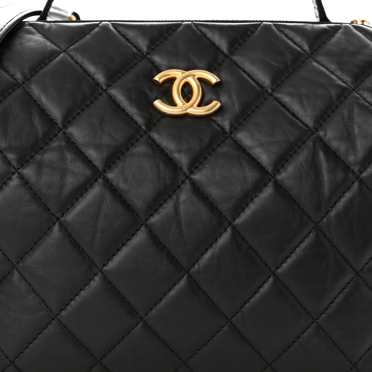 Chanel Aged Calfskin Quilted Retro Spirit Small Bowling Bag Black 9 of 11