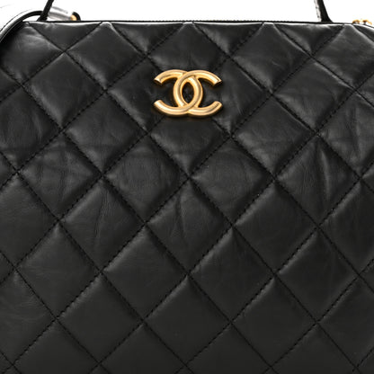 Chanel Aged Calfskin Quilted Retro Spirit Small Bowling Bag Black 9 of 11