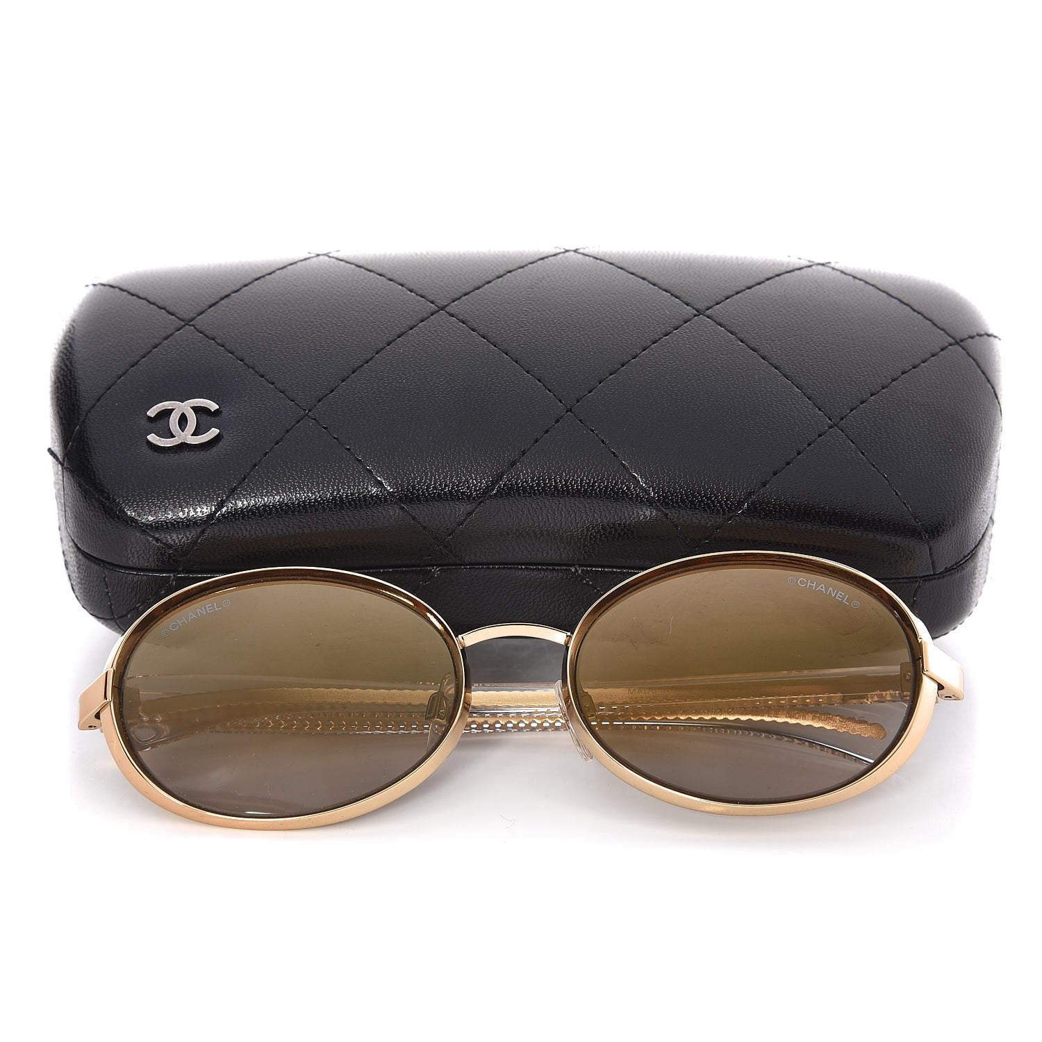Chanel Signature Oval Sunglasses L7602 Gold 9 of 9