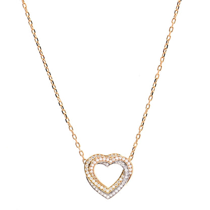Cartier 18K Pink Yellow White Gold Diamond Trinity Heart Paved Pendant Necklace 1 of 8