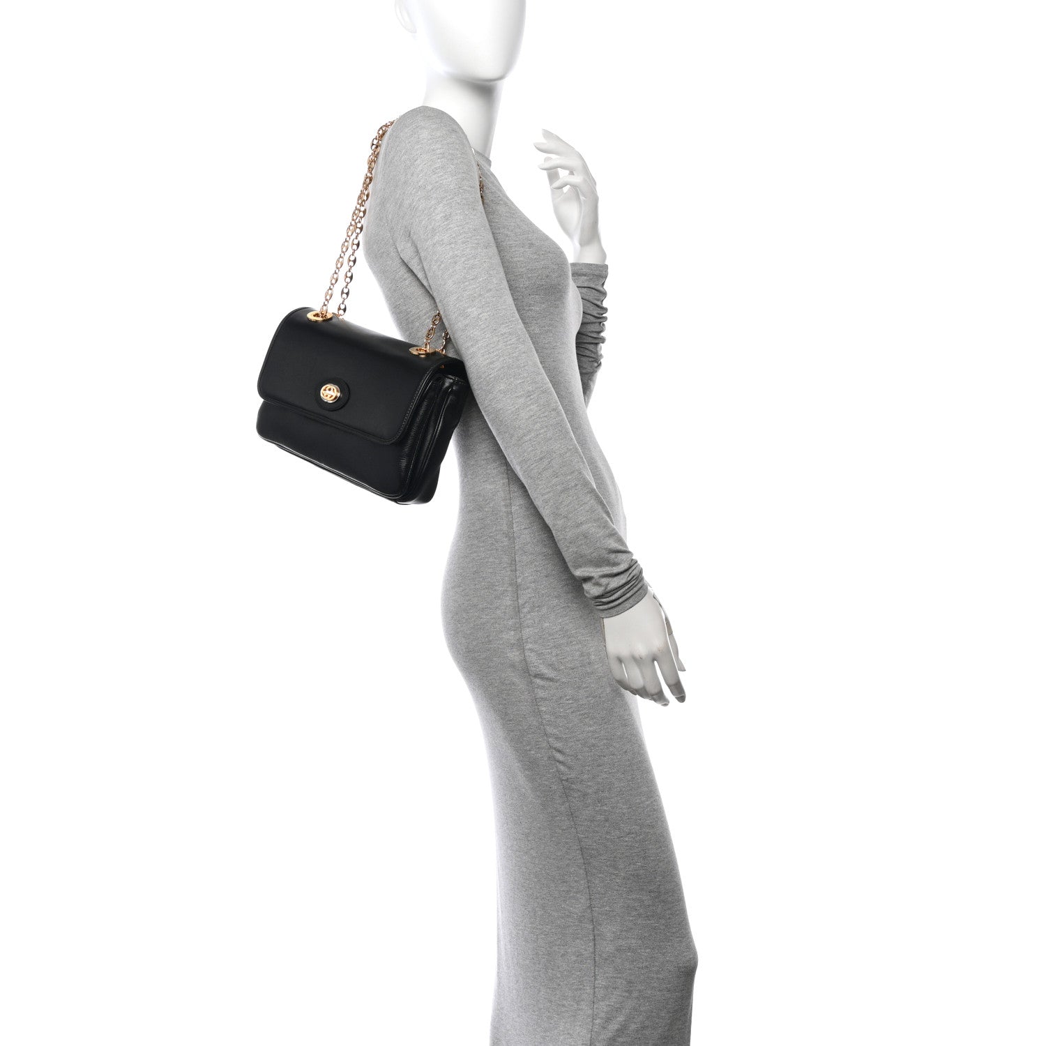 Gucci Azalea Calfskin Small Marina Chain Shoulder Bag Black 2 of 11