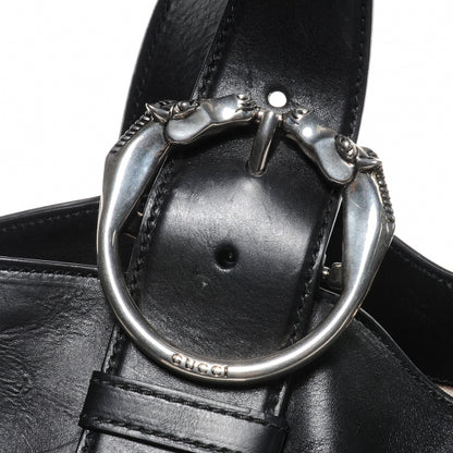 Gucci Leather Medium Ribot Horse Heads Tote Black 3 of 8
