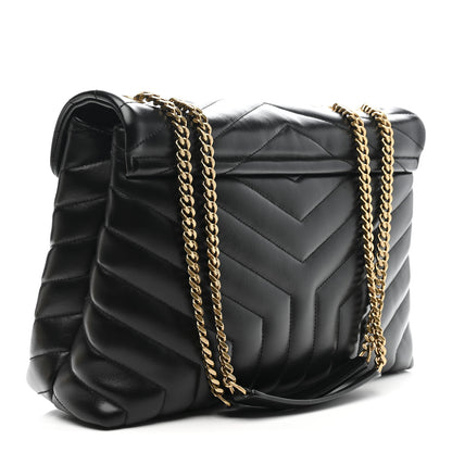 Saint Laurent Calfskin Y Quilted Monogram Medium Loulou Chain Satchel Black 3 of 12