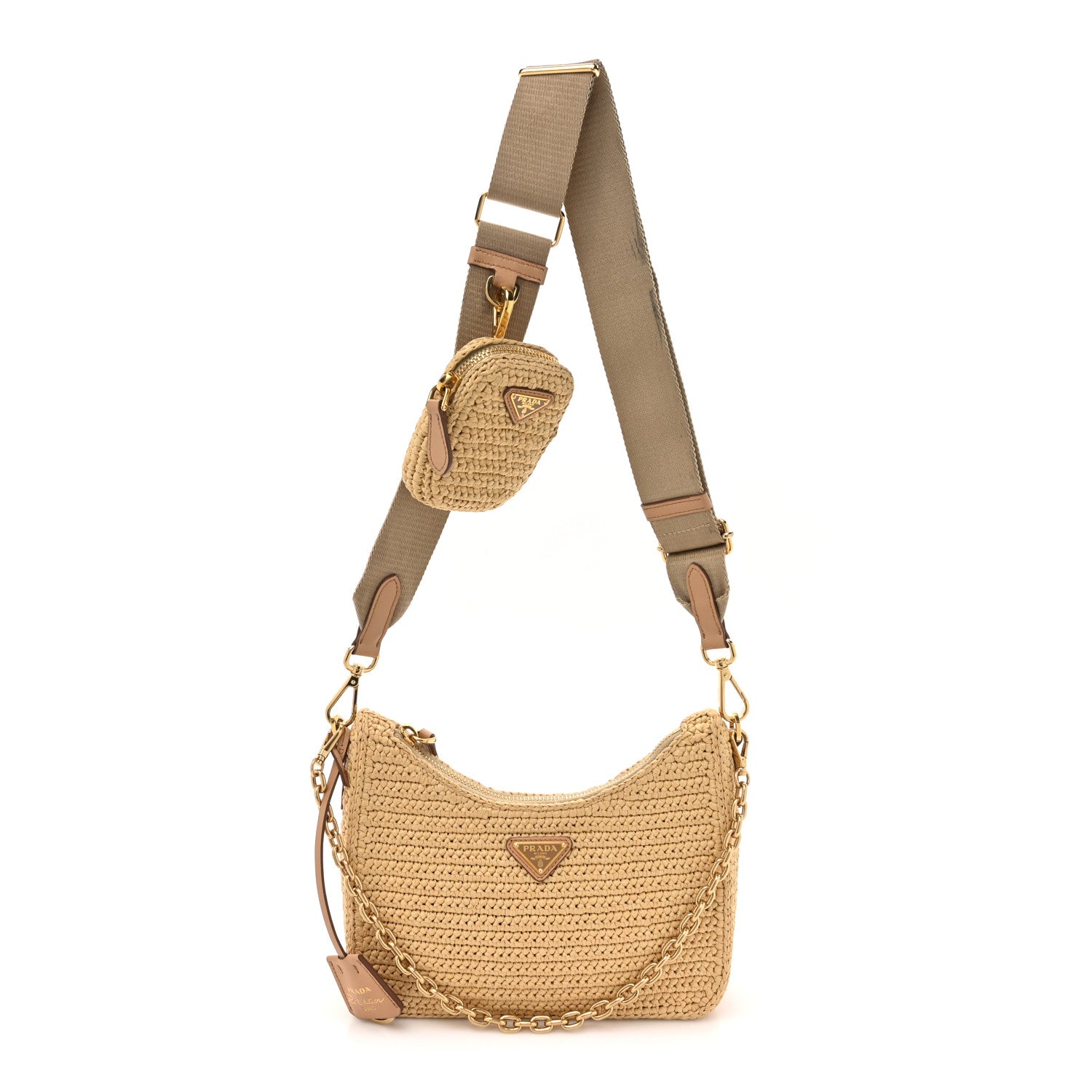 Prada Yarn Raffia Effect Crochet Re-Edition 2005 Shoulder Bag Naturale 1 of 10