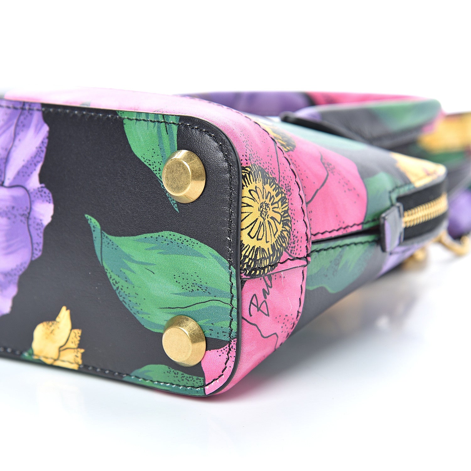 Balenciaga Smooth Calfskin Lush Floral Print XXS Ville Top Handle Bag Black Multicolor 10 of 10
