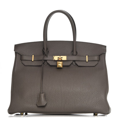 Hermes Taurillon Clemence Birkin 35 Etain 1 of 29