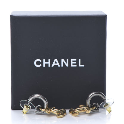 Chanel Metal Drop CC Earrings Ruthenium Gold 5 of 5