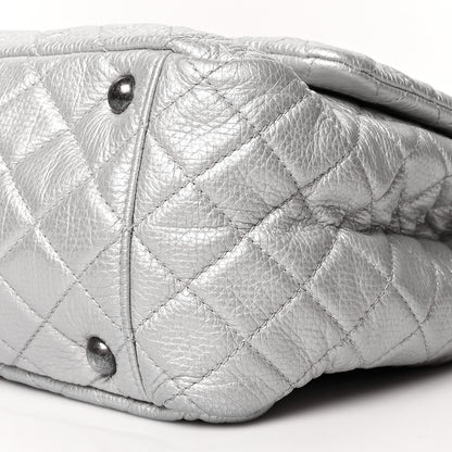 Chanel Metallic Calfskin Quilted XXL Travel Flap Bag Silver 10 of 10
