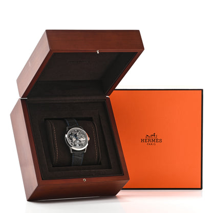 Hermes Platinum Titanium Alligator 39.5mm Slim d'Hermes Squelette Lune Automatic Watch Graphite 5 of 5