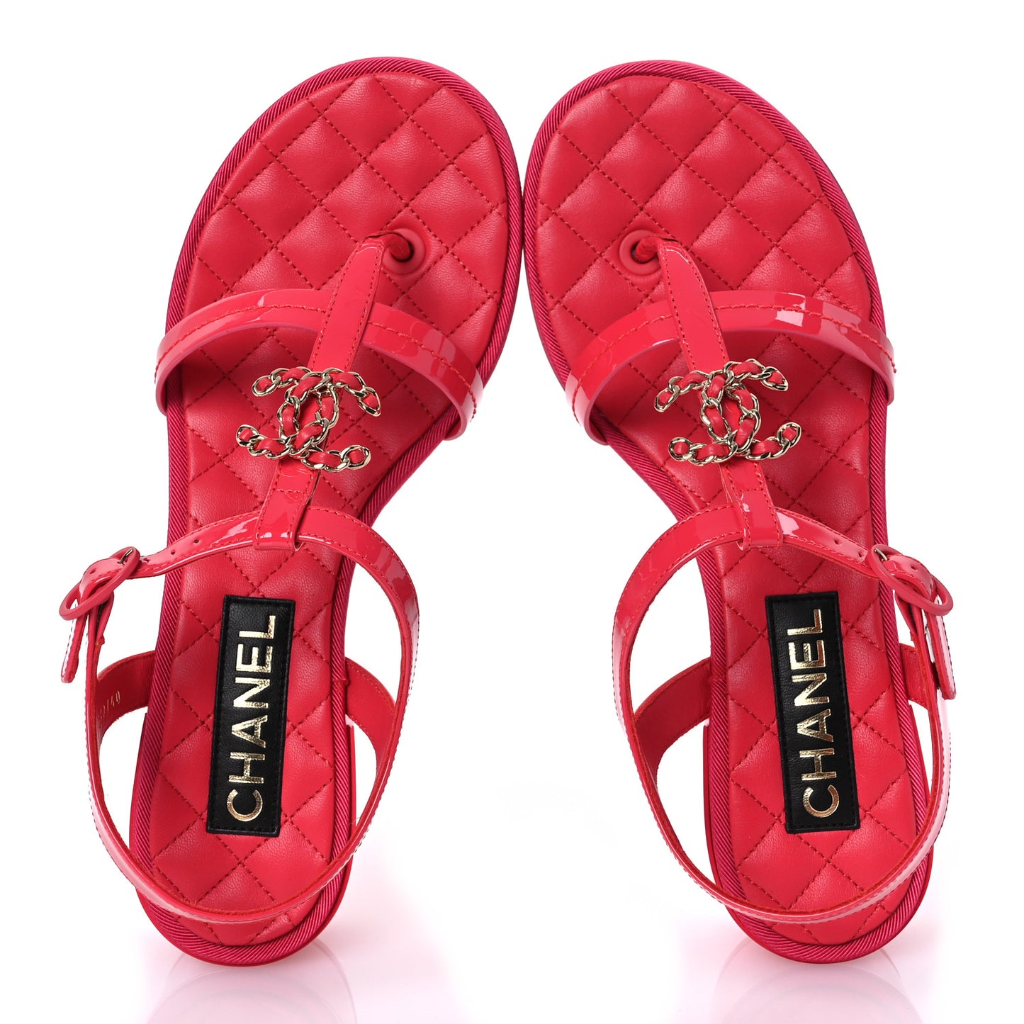 Patent CC Logo Thong Sandals 38.5 Red