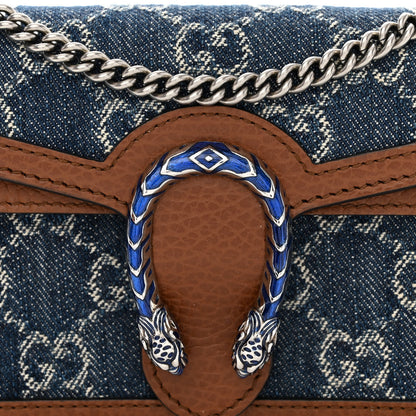 Gucci New Denim GG Monogram Dollar Calfskin Enamel Super Mini Dionysus Shoulder Bag Blue Tea Cuir Epilog Electric Blue 7 of 10