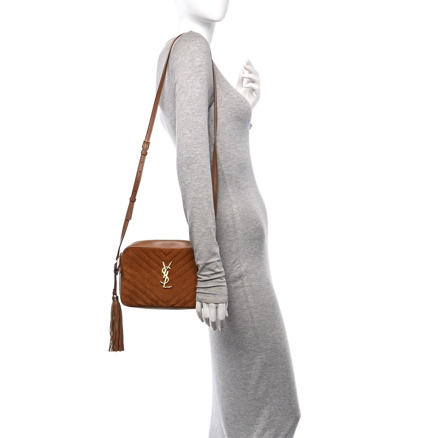 Saint Laurent Suede Matelasse Monogram Lou Camera Bag Cinnamon 2 of 10