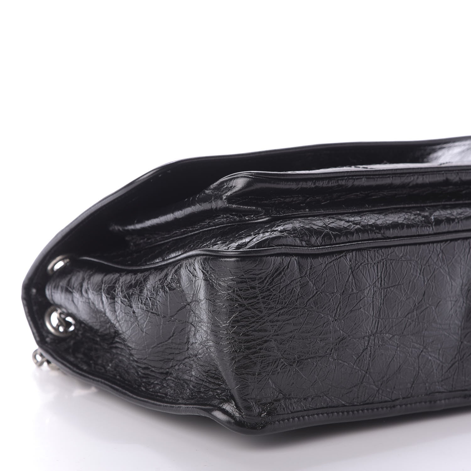 Saint Laurent Crinkled Calfskin Matelasse Monogram Medium Niki Chain Satchel Black 6 of 10