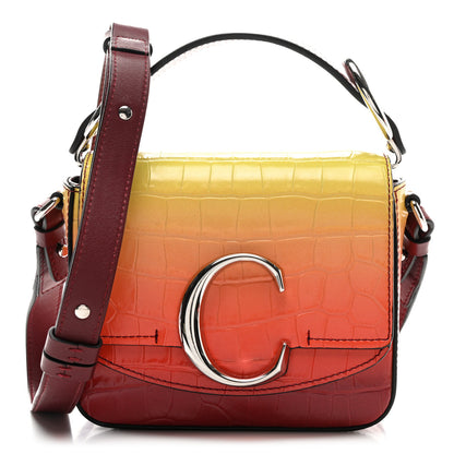 Chloe Calfskin Crocodile Embossed Mini C Double Carry Ombre Yellow 1 of 9