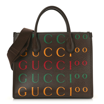 Gucci Textured Dollar Calfskin Gucci 100 Small Tote Bag New Acero Multicolor 1 of 8