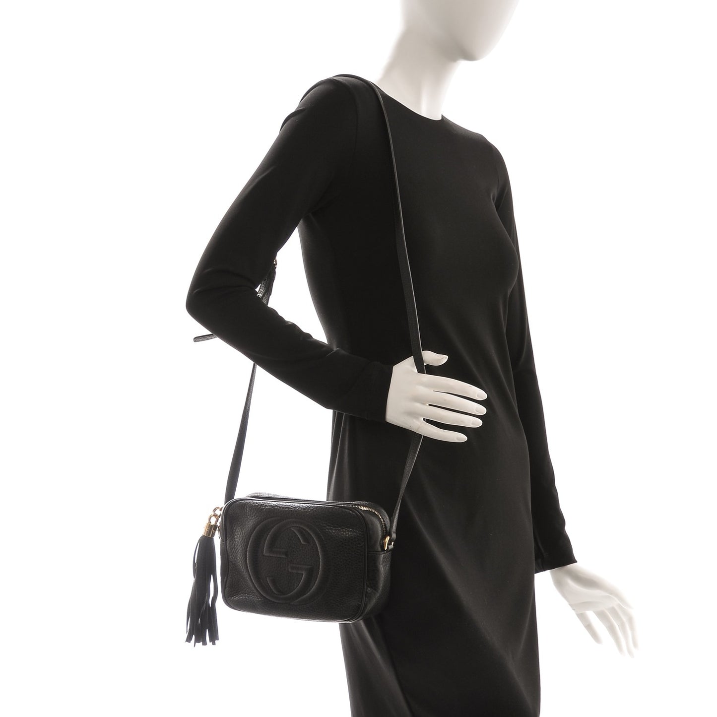 Pebbled Calfskin Small Soho Disco Bag Black