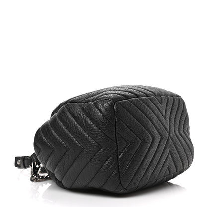 Chanel Deerskin Chevron Small CC Chain Bucket Drawstring Bag Black 4 of 8
