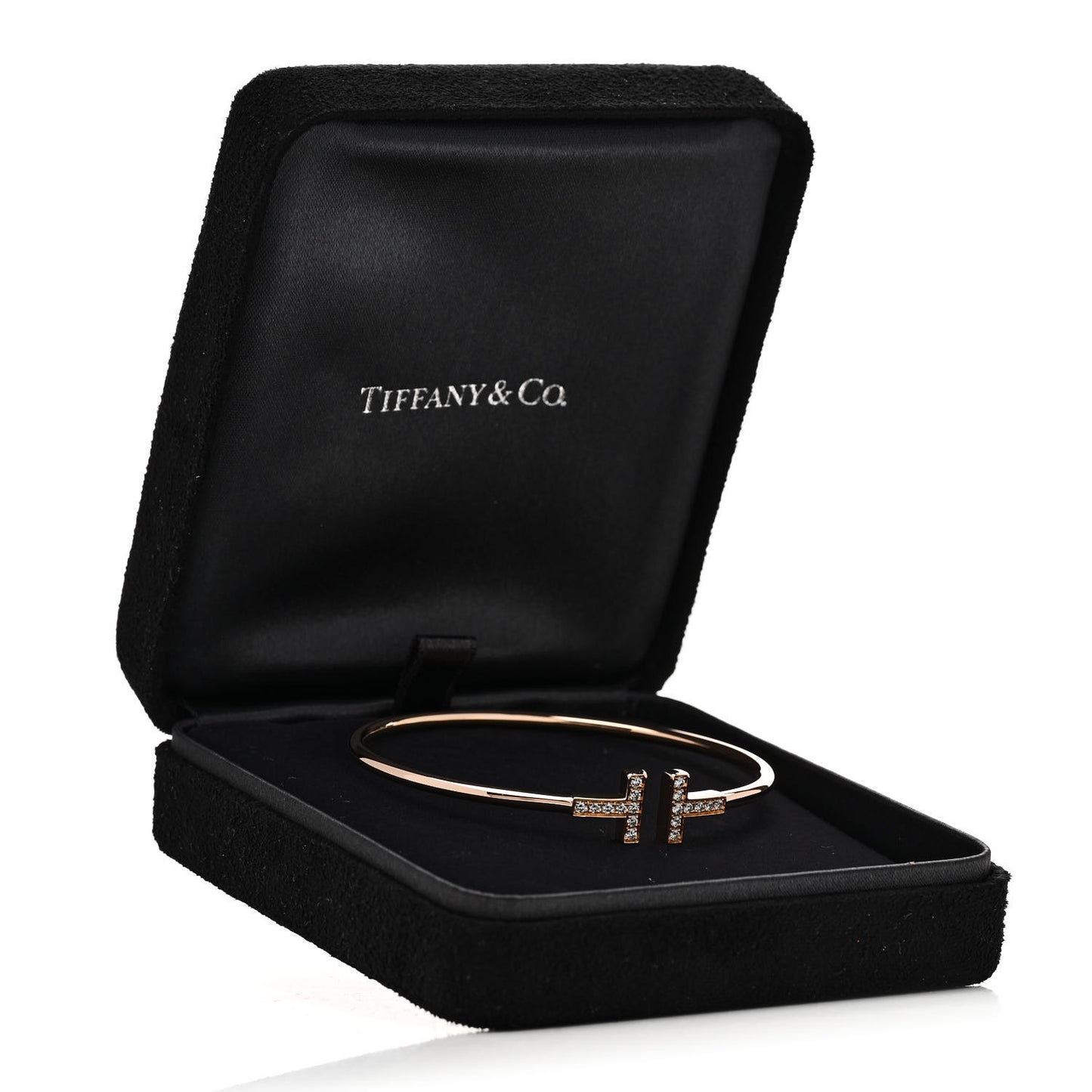 18K Rose Gold Diamond T Wire Bracelet