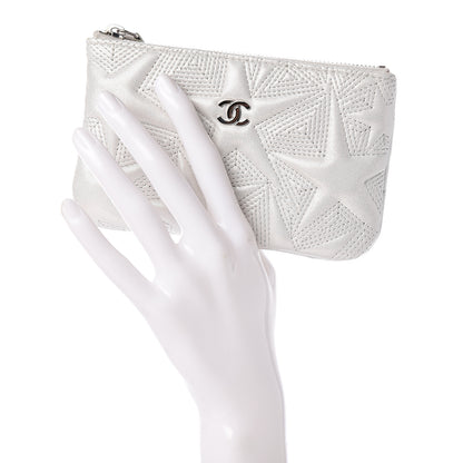 Chanel Metallic Lambskin Star Embossed Coin Purse Case Silver 2 of 10