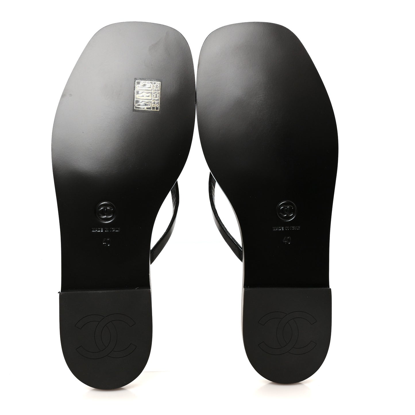 Goatskin CC Times Square Thong Sandals 40 Black