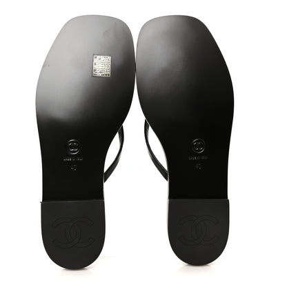 Chanel Goatskin CC Times Square Thong Sandals 40 Black 6 of 11