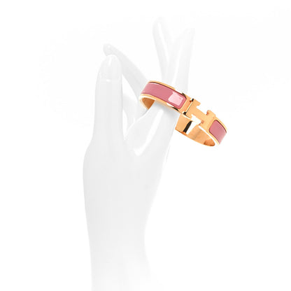 Hermes Enamel Narrow Clic Clac H Bracelet PM Rose Nacarat 2 of 5