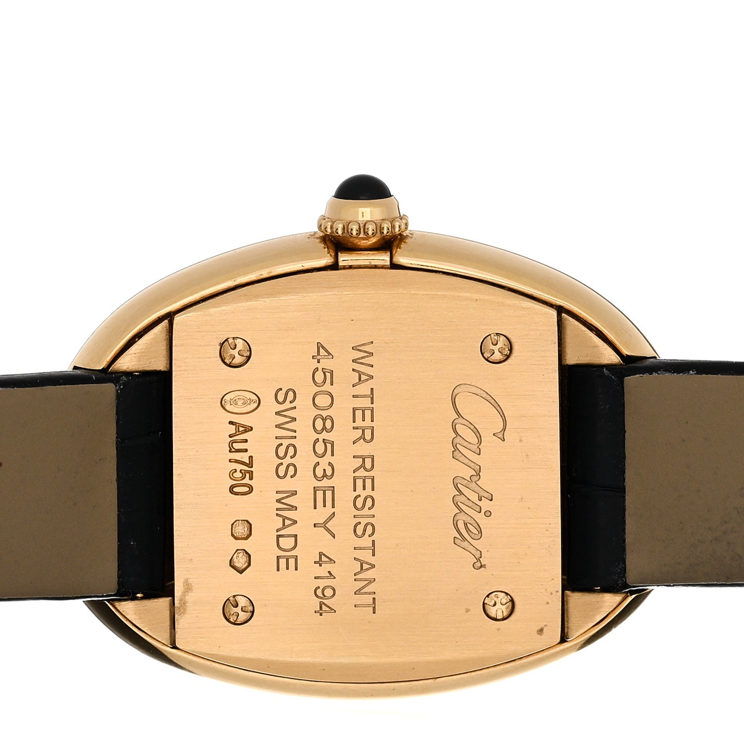 18K Yellow Gold Alligator 22mm Baignoire Quartz Watch