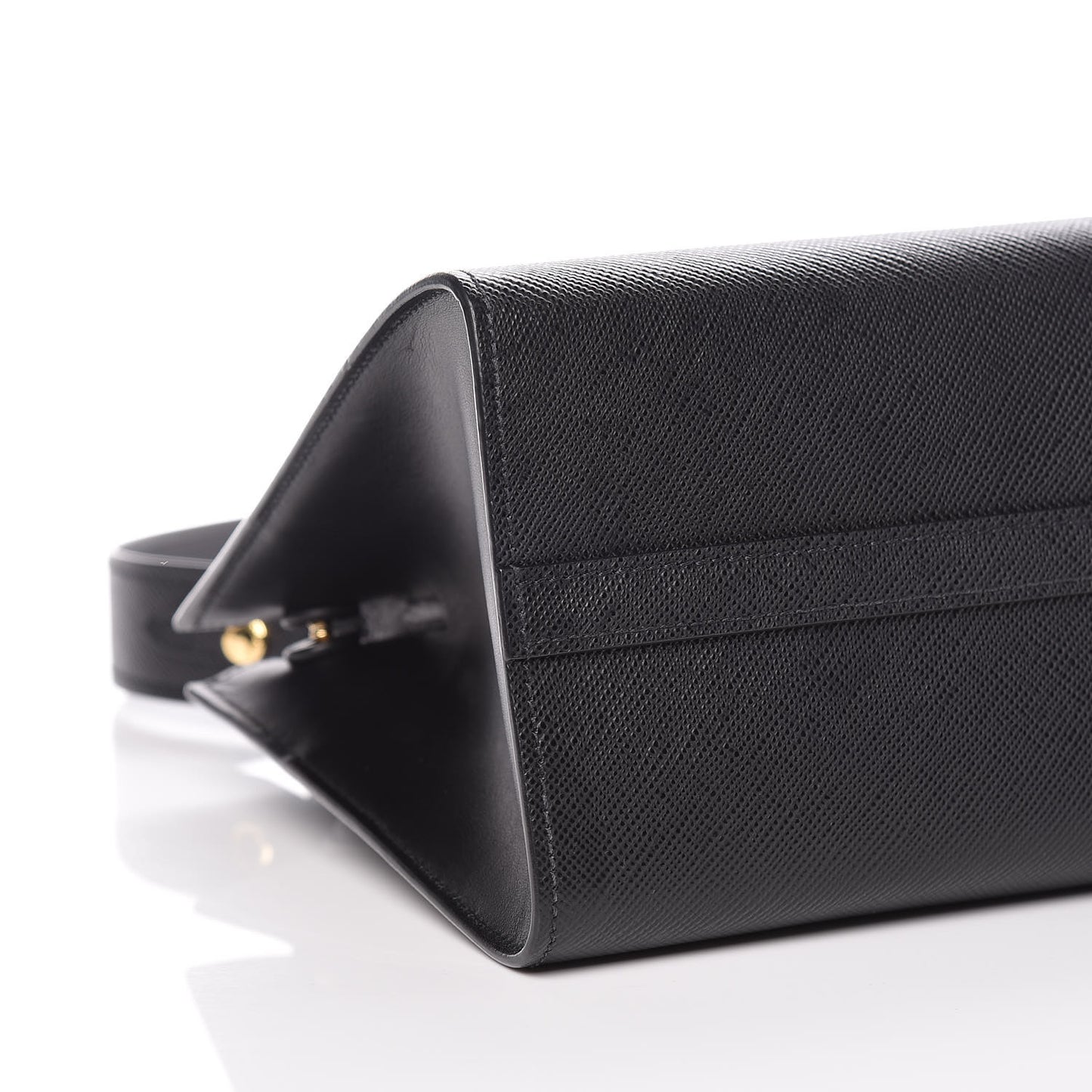 Saffiano Cuir Calfskin Small Monochrome Top Handle Tote Black
