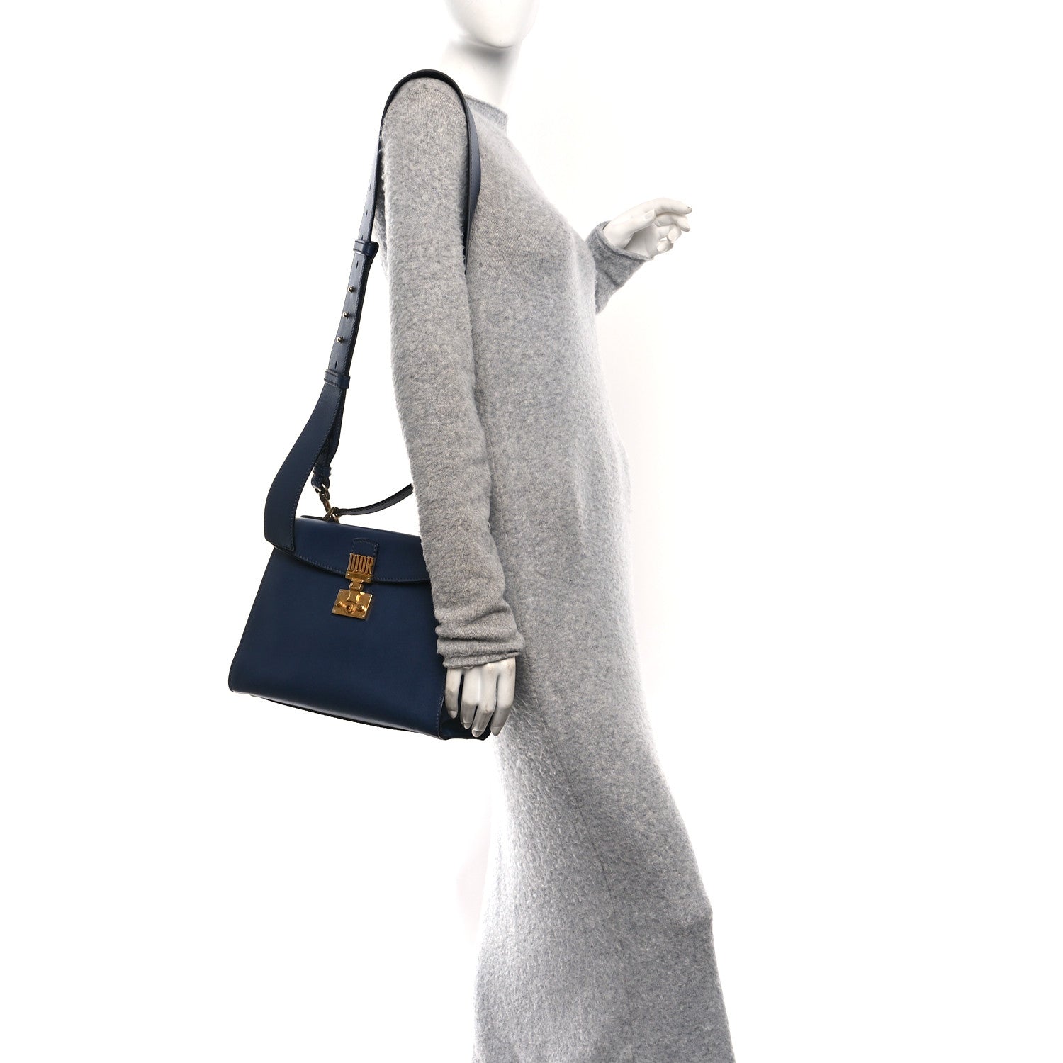 Christian Dior Calfskin Dioraddict Top Handle Navy Blue 2 of 9