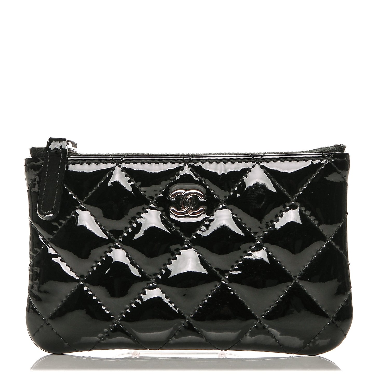 Patent Quilted Small Cosmetic Case Black