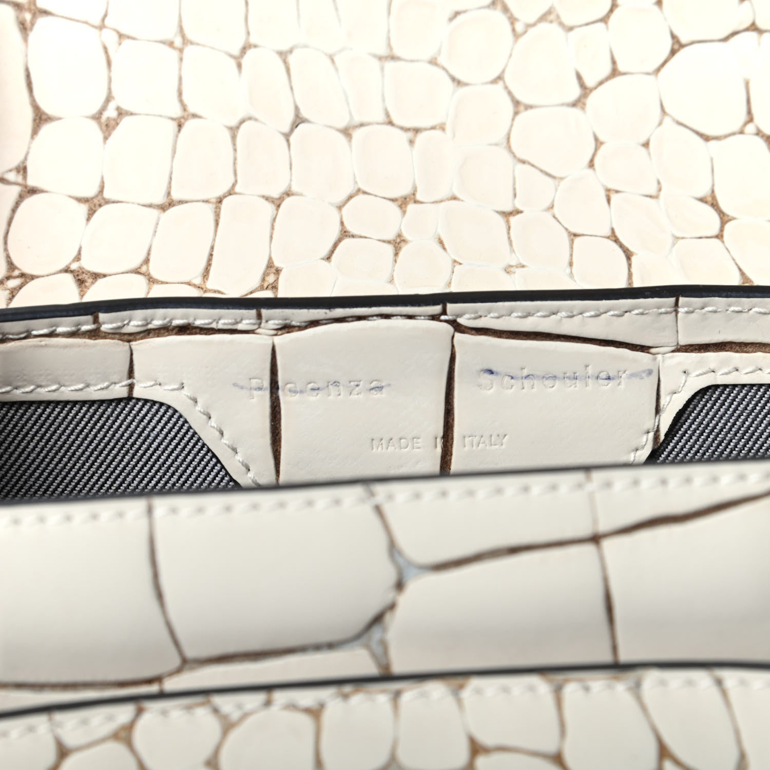 Proenza Schouler Calfskin Crocodile Embossed Micro PS1 Satchel Clay 5 of 7