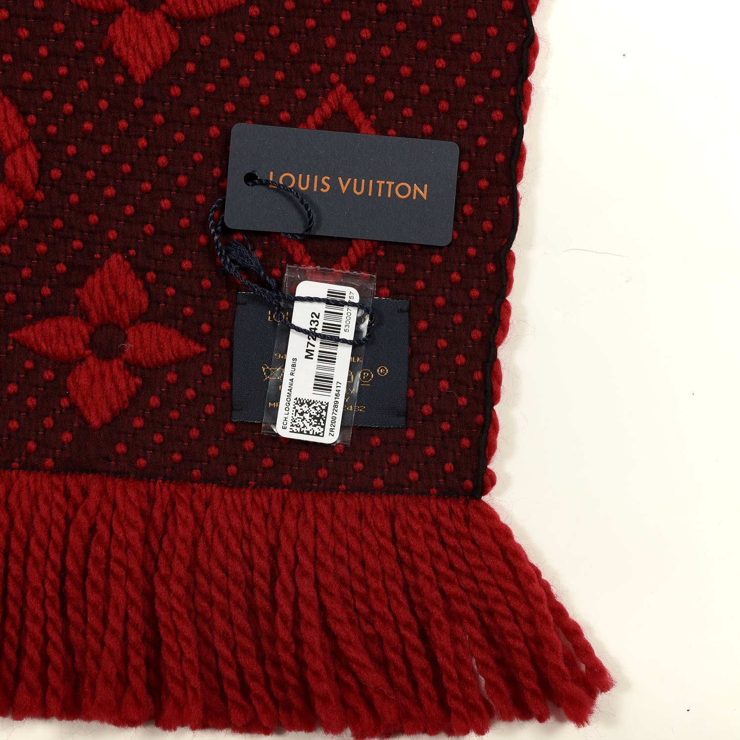 Louis Vuitton Wool Silk Logomania Scarf Rubis 3 of 3