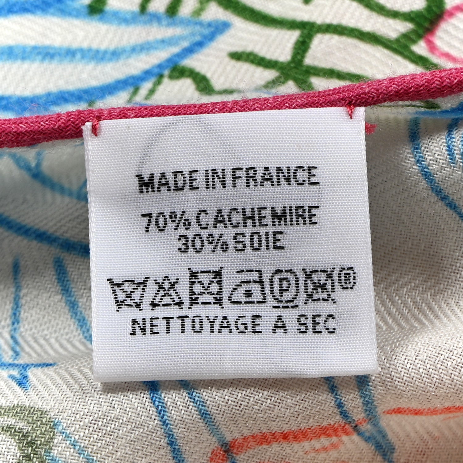 Hermes Cashmere Silk Flamingo Party Coloriage Triangle Scarf White Rose Turquoise 4 of 6