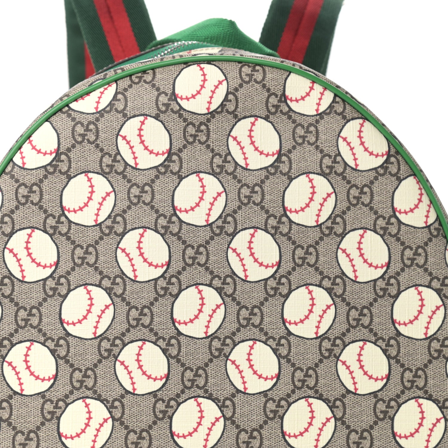 Gucci GG Supreme Monogram Baseballs Web Childrens Backpack Green 8 of 10
