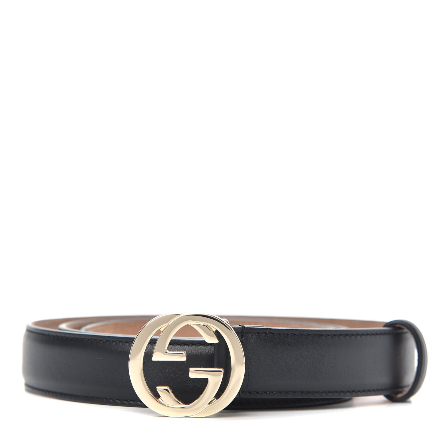 Moon Calfskin Interlocking G 25mm Belt 95 38 Black