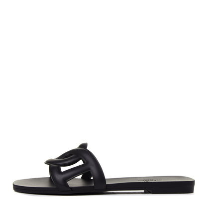 Hermes Rubber Aloha Sandals 36 Black 1 of 10