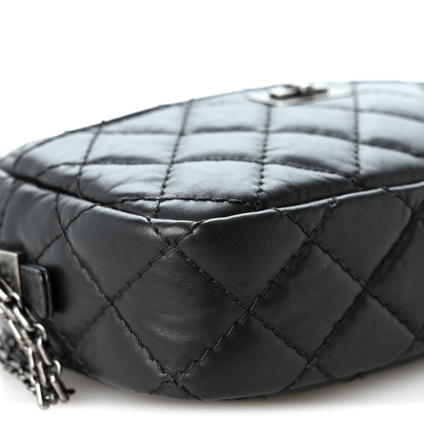Aged Calfskin Quilted Mini Reissue Camera Case Black