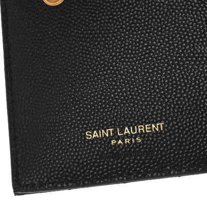 Saint Laurent Grain De Poudre Matelasse Chevron Monogram Zipped Two-Part Wallet Black 6 of 8
