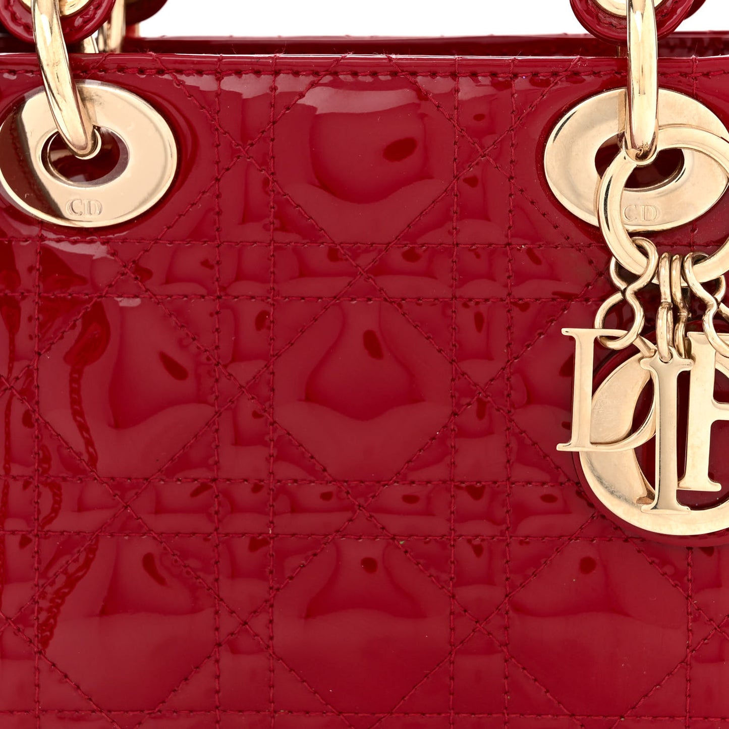 Patent Cannage Mini Lady Dior Red
