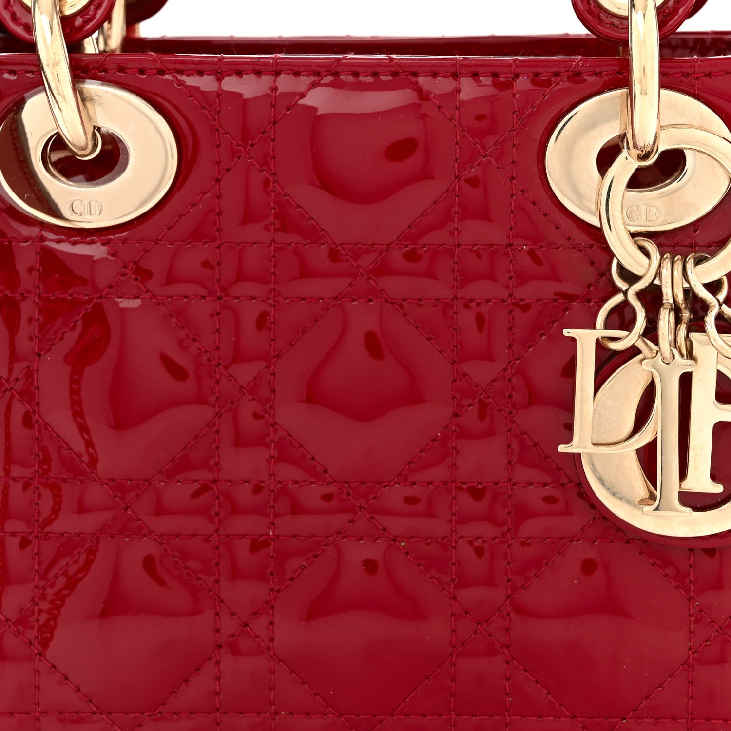 Christian Dior Patent Cannage Mini Lady Dior Red 8 of 10